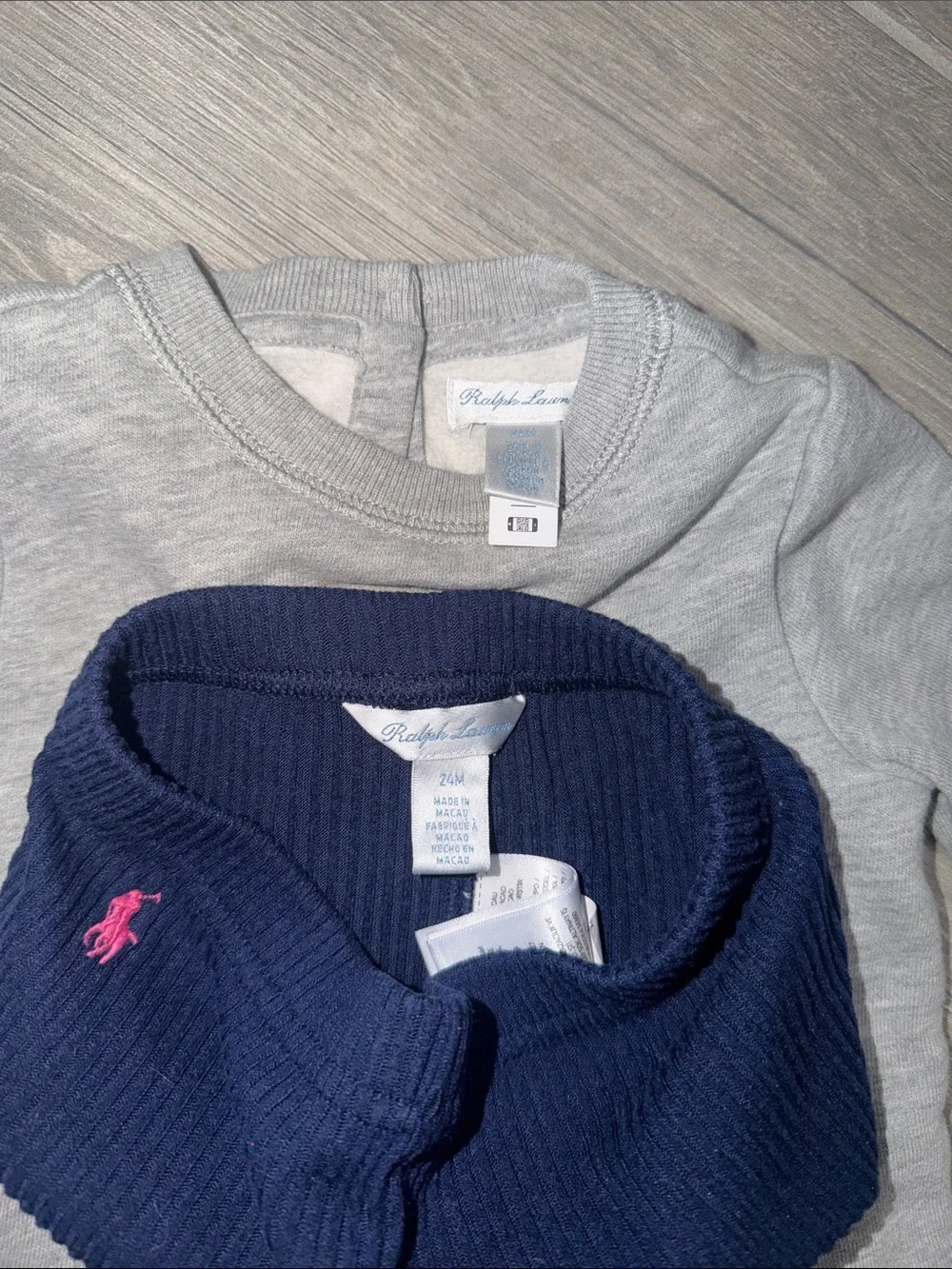 Ralph Lauren Gray Polo Bear Peplum Top with Navy Leggings